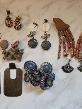7 Blue and Silver Statement Earrings - Women's Accessories